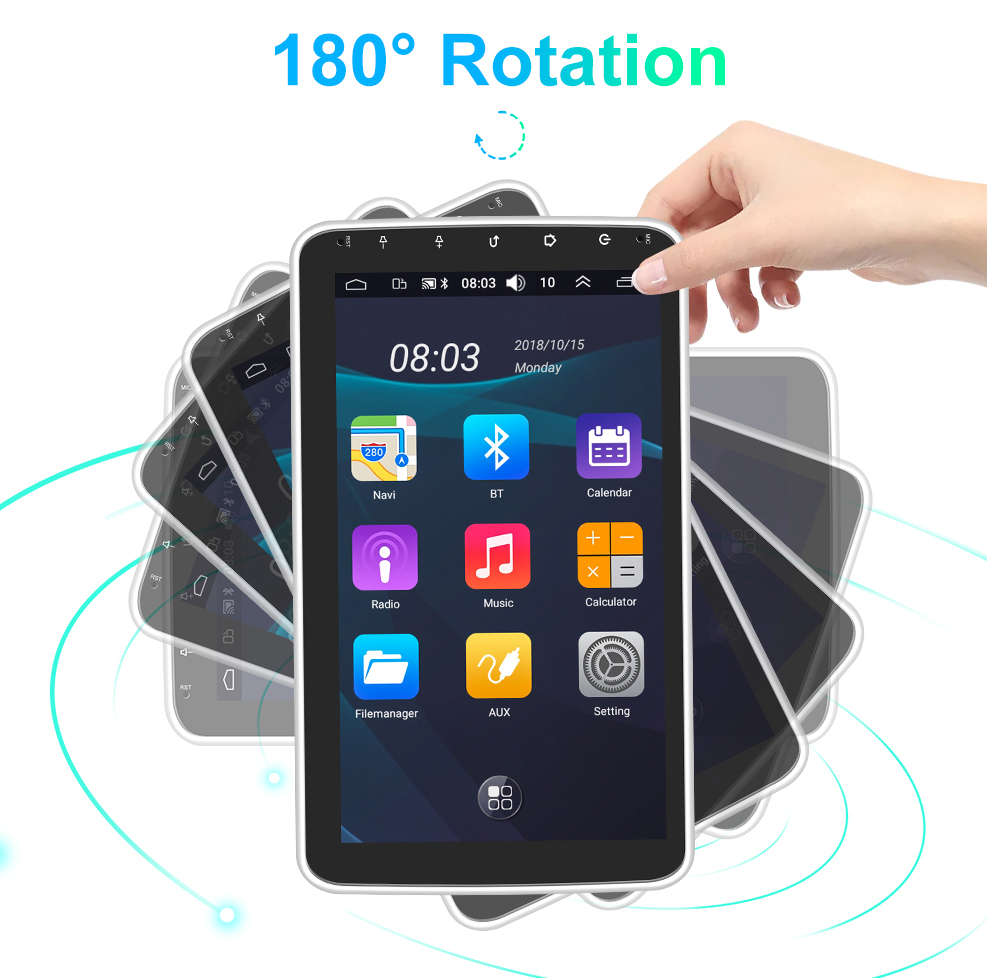 Universal 10.36' IPS Android Car Radio GPS Wifi 1 Din Touch Screen Carplay HD Camera