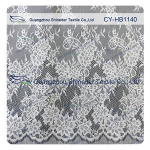 Quality Trendy Vogue Embroidered Lace Chantilly , Ivory Wedding Dress Lace Fabric wholesale