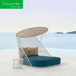 Quality Modern Design Style Outdoor Furniture Waterproof Sunbed with Gazebo Lounge Chaise Daybed and Aluminum Frame wholesale