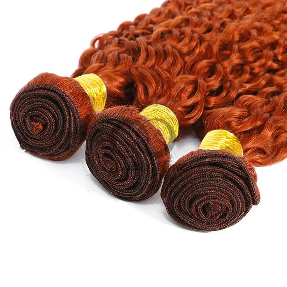 Ginger Orange Kinky Curly Remy Human Hair Bundles Sew In Weave Bundles Brazilian Bundle Deals