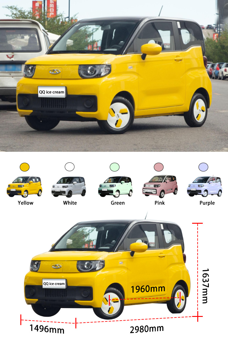 China New Energy Vehicles Pure 4 Wheel Used Cars Adult Chery QQ Mini EV Electric Car