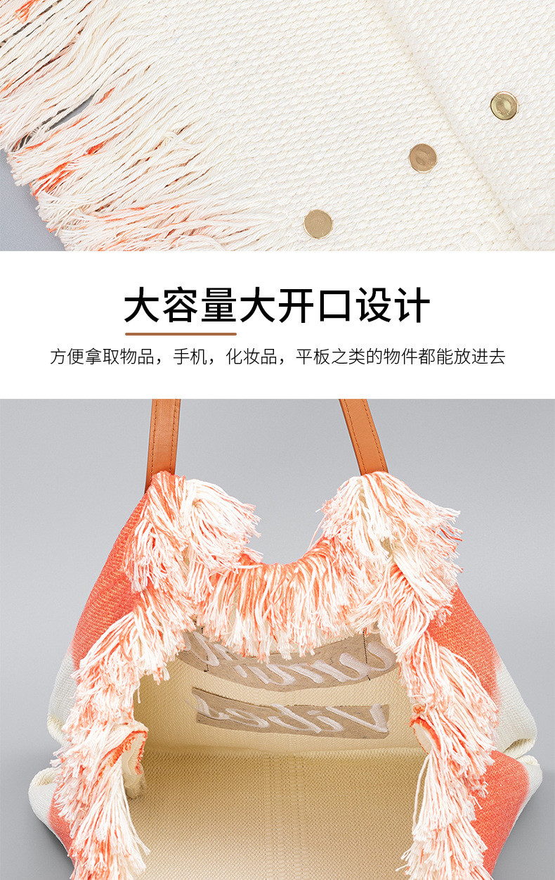 EMBROIDERED TOTE TASSEL DESIGN CANVAS BAG BRAIDED ALPHABET CANVAS UNDERARM NEW SHOULDER SUMMER HIGH CAPACITY WOMEN'S BAG