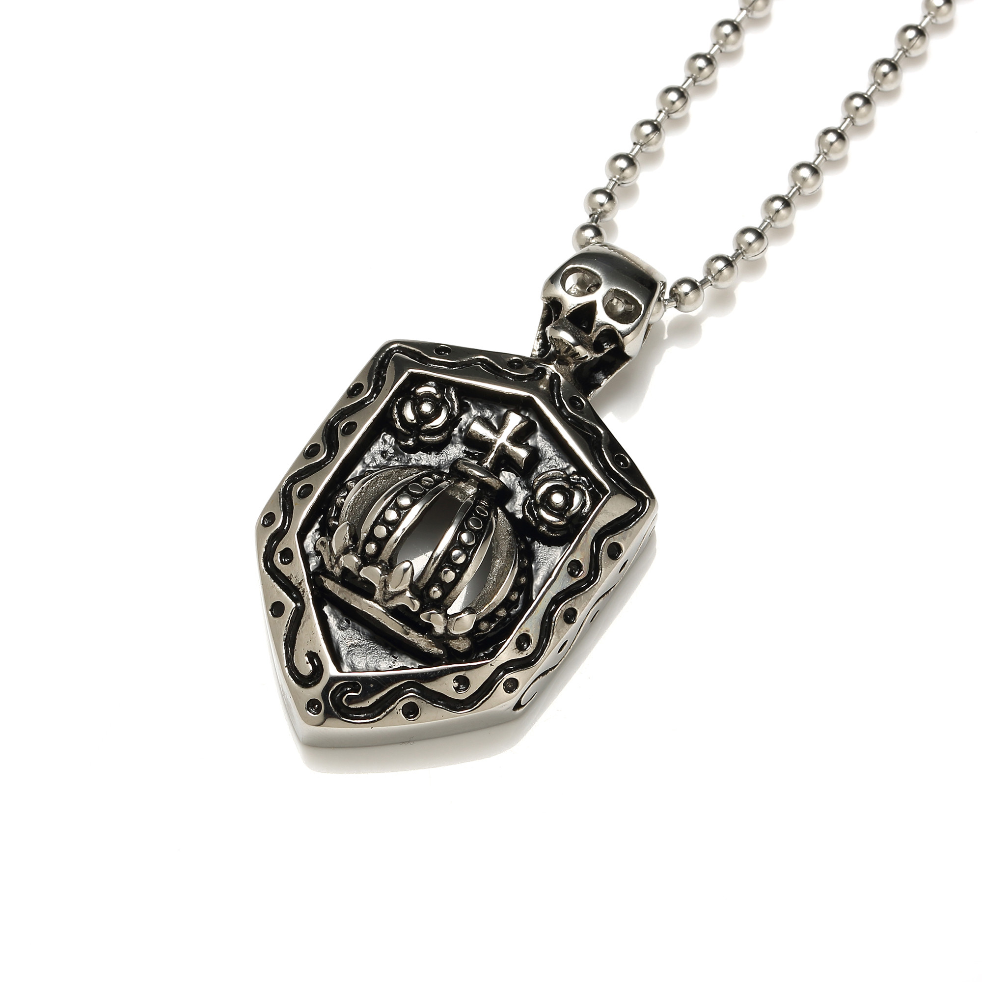 Wholesale 316l stainless steel knigts templar shield necklaces for men