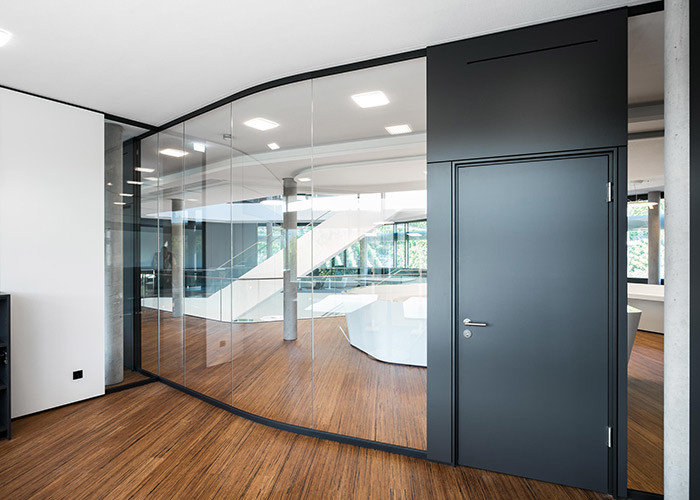 Frameless Double Glazed Office Partitions Wall Door Aluminum Profile Customized Size