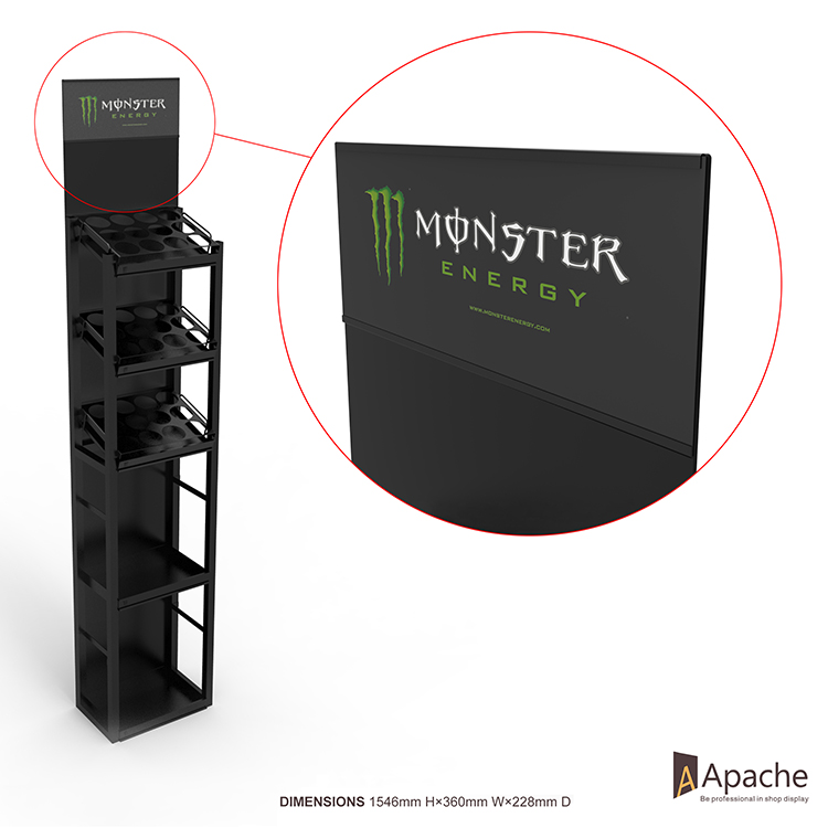Free Standing Sparkling Wine Display Shelf Metal Tube Display Stand with Removable Shelves