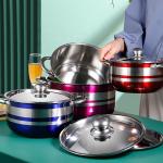 Hot Selling Color Body Soup Cooking Pot Set Ollas Stainless Steel 410 Cookware