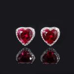 925 Sterling Silver Wedding Jewelry Set Simulated Ruby Diamonds Pendant Ring