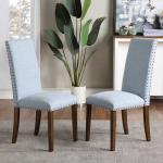 Copper Nails 39.17" H Upholstered Dining Chairs Set Of 2 27.56lbs Easy To Clean