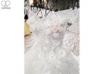 Beaded Off Shoulder White Wedding Gown Colorful Flowers Back Bandage Long Tail