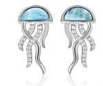 Natural Stone Blue Larimar Teardrop Earrings Starfish Women Jewelry