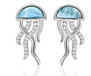 Quality Natural Gem Larimar Silver Jewelry Sea Animal Dangle Earrings wholesale