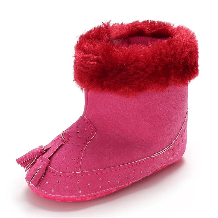 New designed Faux suede fluff 0-18 months infant Soft sole baby booties