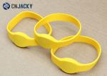 Water Proof TK4100 Yellow RFID Silicone Wristband , Writable Wristbands