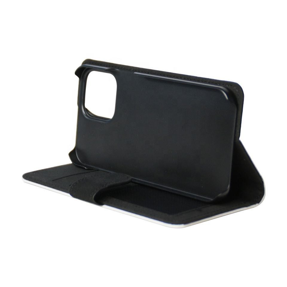 Black Sublimation Flip Leather Phone Wallet Case For Iphone 16 15 Pro Max