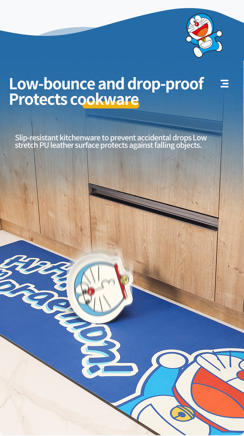 Non-Slip Protection for Kitchenware Custom Polyester Fibre Cartoon Soft Kitchen Rug