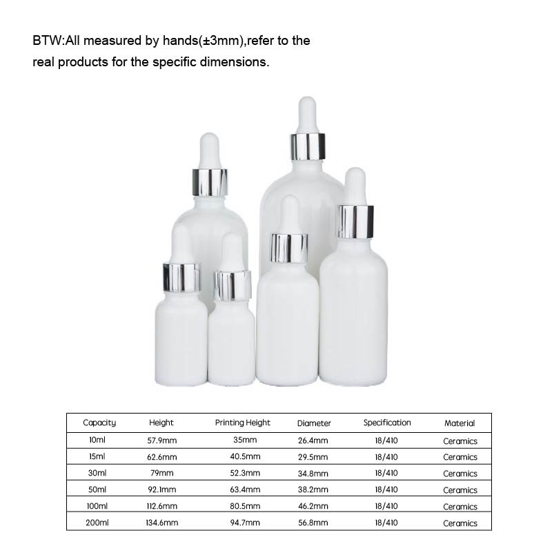 Ceramic Cosmetic Dropper Bottles Set 10ml 15ml 30ml For Essential Oil