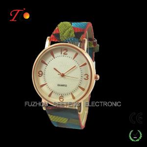 Quality Tourist style women fashion hand watch with colorful nylon watch straps wholesale