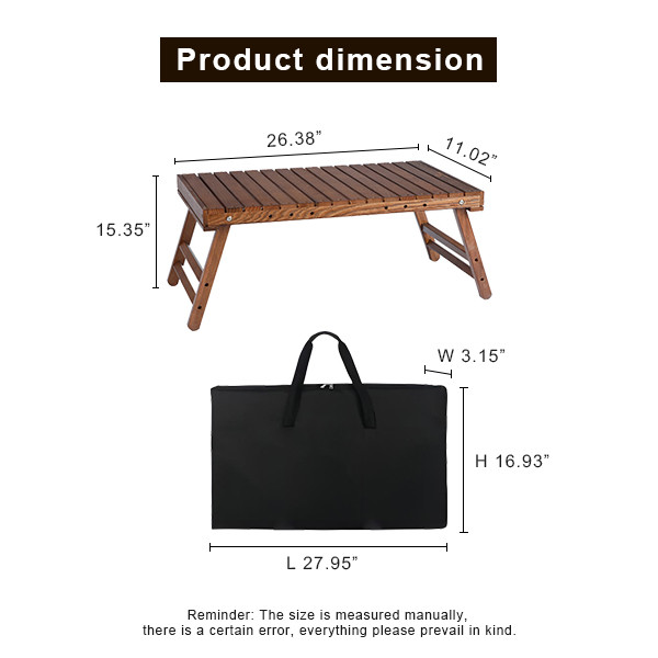 Compact Portable Camping Roll Up Picnic Table Low Folding Wood Collapsible Table 3.70kg