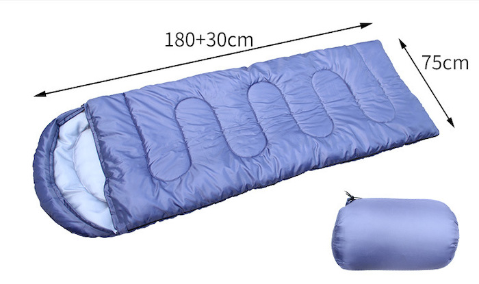 Blue Waterproof 190T Polyester Outdoor Mountain Sleeping Bag 210*75CM