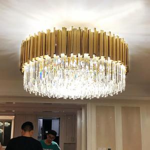 Quality Modern LED crystal chandelier luxury gold stainless steel lustres celing lighting(WH-CA-53) wholesale