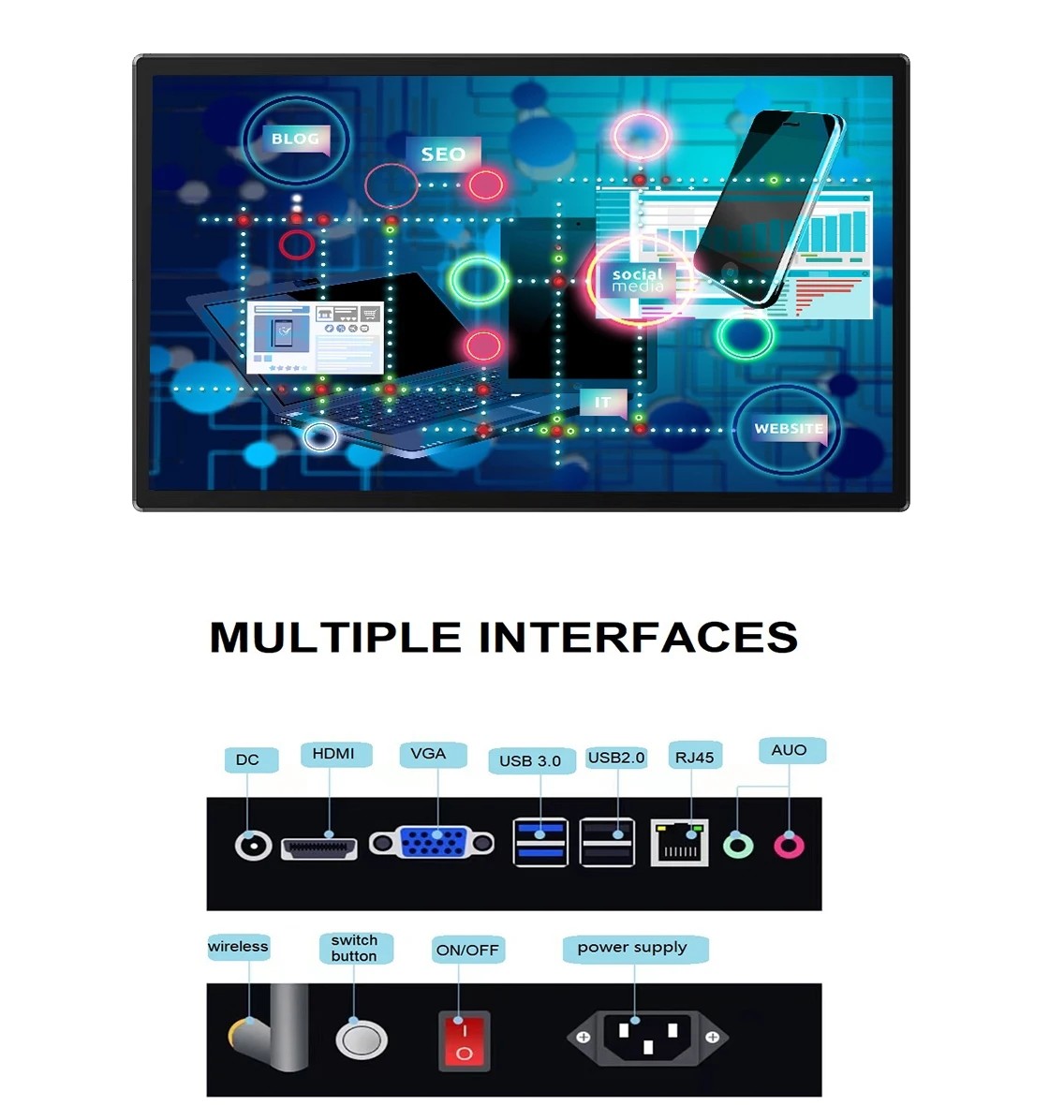 All In One Customer Service Kiosk Touch Screen Android Windows 21.5 32 43 55''
