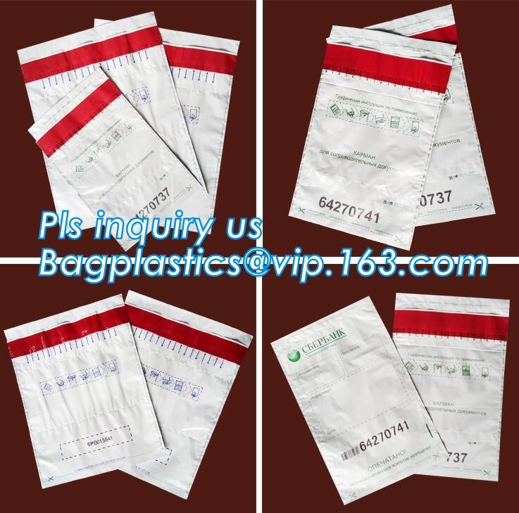 Opaque Tamper Evident Sealing Plastic Bank Money Steb Security Bag / Custom Self Adhesive Plastic Courier Bag, bagease