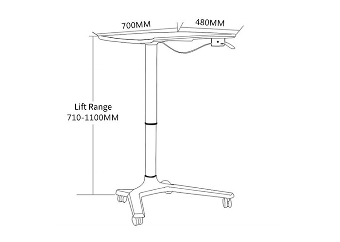 White Pneumatic Adjustable Gas Lift Hydraulic Standing Table For Laptop