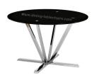 Black Tinted 6 Person Round Dining Table Scratch Proof Ideal For Living Room