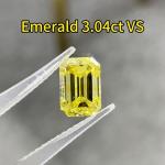 Emerald Shaped Yellow Lab Grown Diamonds 3ct+ VS IGI Certified Factory Supply