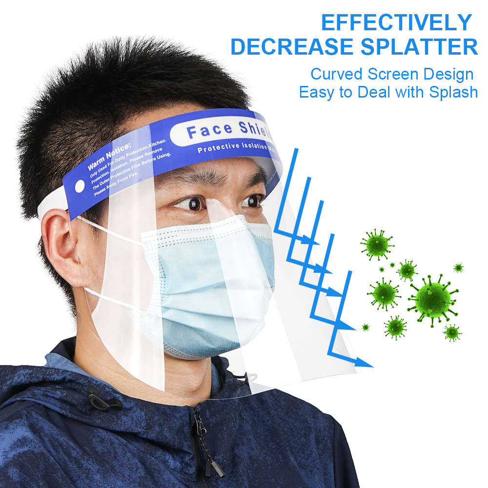 Elastic Band Clear Safety Face Shield , Portable Large Area Fluid Resistant Full Cover Face Shield
