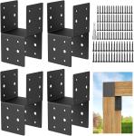 Steel Post Anchor Connector 4pcs Cap & Tie Bracket Set Secures Posts To Wood