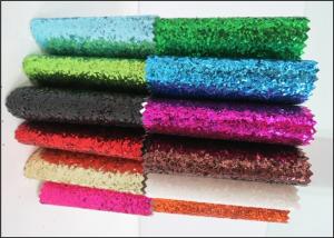 Quality Holographic Lady Shoes PU Glitter Fabric 54&quot; Width Chunky Glitter Fabric wholesale
