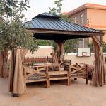 Gray Outdoor Aluminum Pergola Louvered Roof Automatic Canopy with Side Screen