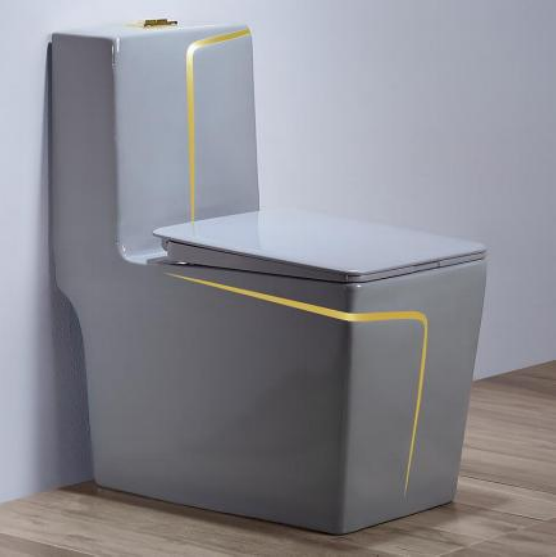 Modern Square Shape Gold Ceramic Bathroom WC Toilet Bowl One Piece 2022 Sanitary Ware