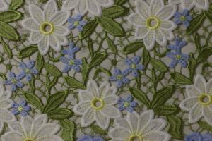 Quality 1200mm Width Allover Lace Fabric , Botanical Crochet Lace Fabric ODM wholesale