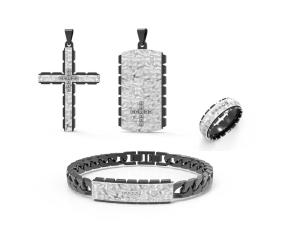 Quality Celebrity Zircon Studded Stainless Steel Jewelry Set Mens Hipster Jewelry wholesale