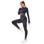 Seamless hollowed-out moisture-absorbing yoga long-sleeved yoga suit yoga dress