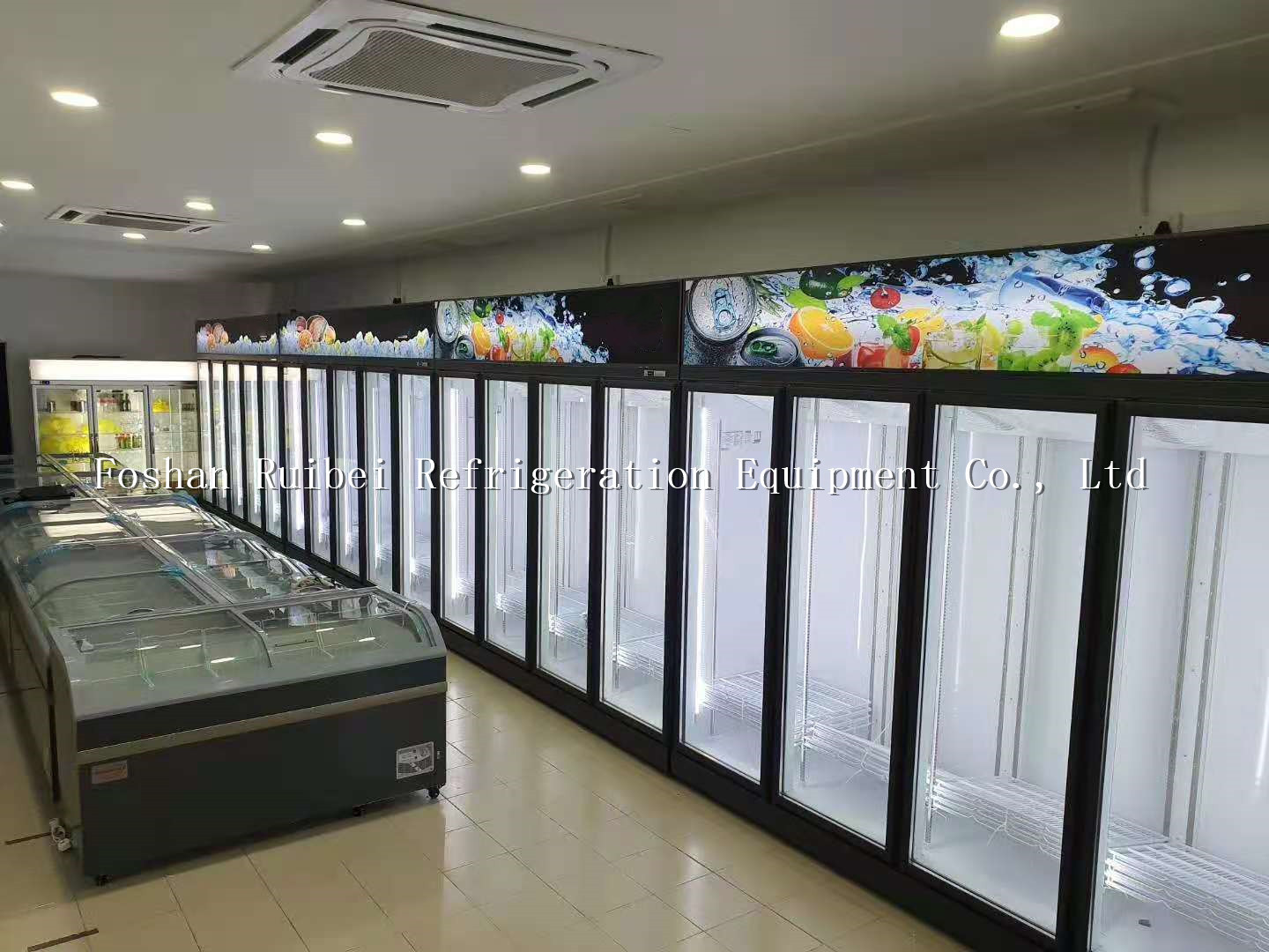 Commercial Glass Doors Vertical Freezing Showcase Upright Freezer