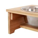Hollow Pattern Bamboo PET Feeder Stand Stainless Steel Bowls for Dog