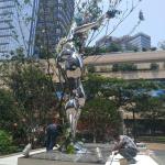 Mirror polish man stainless steel sculpture with varnish,Stainless steel