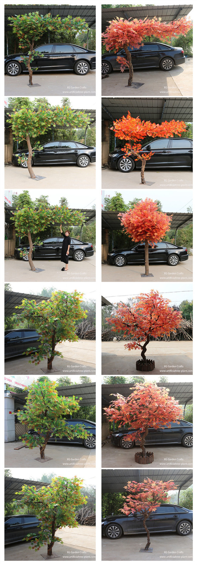 One Side Green Artificial Maple Tree Hanging LED Light Outdoor Decor