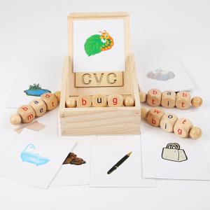 Quality Montessori Wooden Reading Blocks Rotating Letter Spinning Alphabet Learning wholesale
