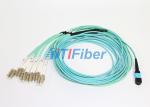 MPO - LC 12 Core fibre optic patch cord Aqua Round Bundle Optical Fiber Cable