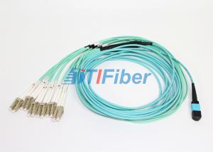 Quality MPO - LC 12 Core fibre optic patch cord Aqua Round Bundle Optical Fiber Cable wholesale