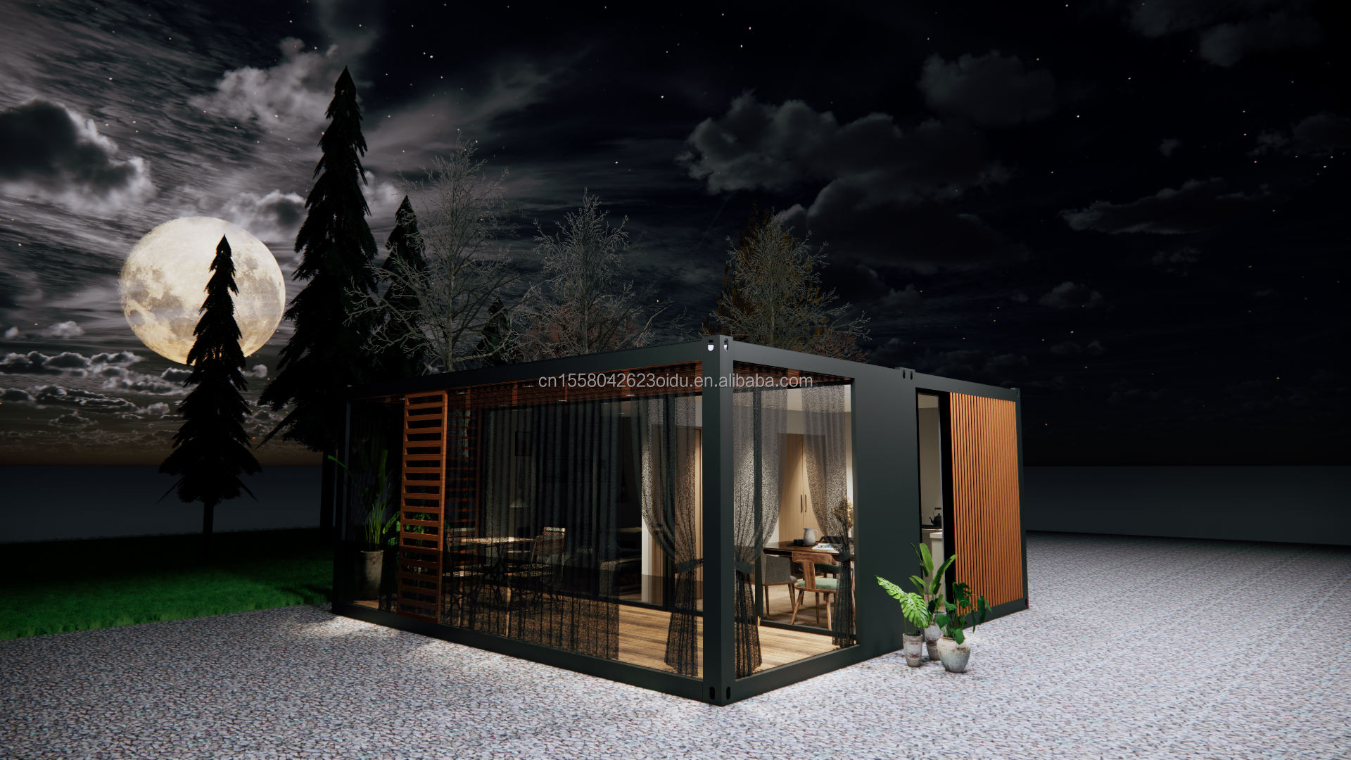 20 Foot Deluxe 2-Bedroom Prefabricated Wooden House Modern Design Foldable Kitchen Bathroom and Outdoor Terrace for Living