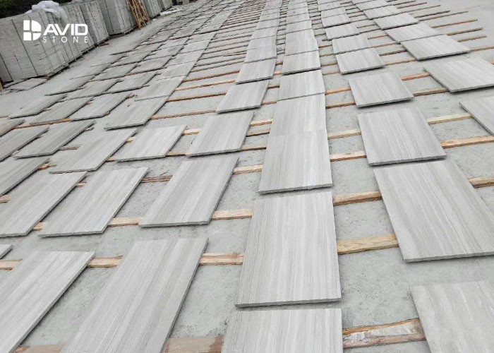 White Wood Vein Marble Natural Stone Slabs For Wall Cover / Flooring Decor