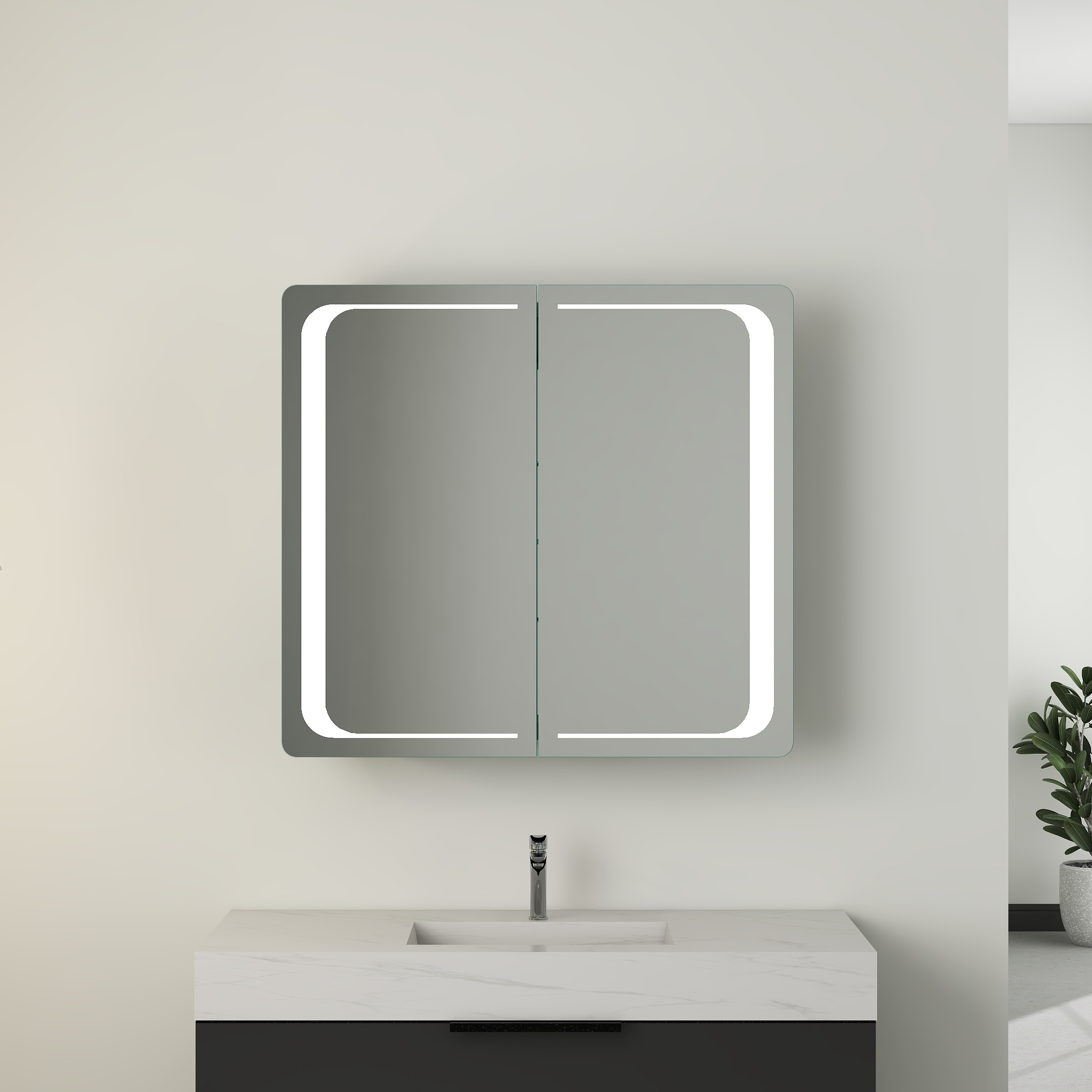 Smart Makeup Bathroom Cabinet With Led Lights With Jewelry Storage