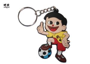 Quality Playing Football Industrial PVC Key Ring 3D Effective Shiny Nickel Coating wholesale