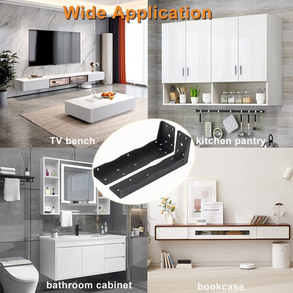 Single-Side Bracket Heavy Duty L-Shaped Right-Angle Bracket for Cabinet Shelf Support