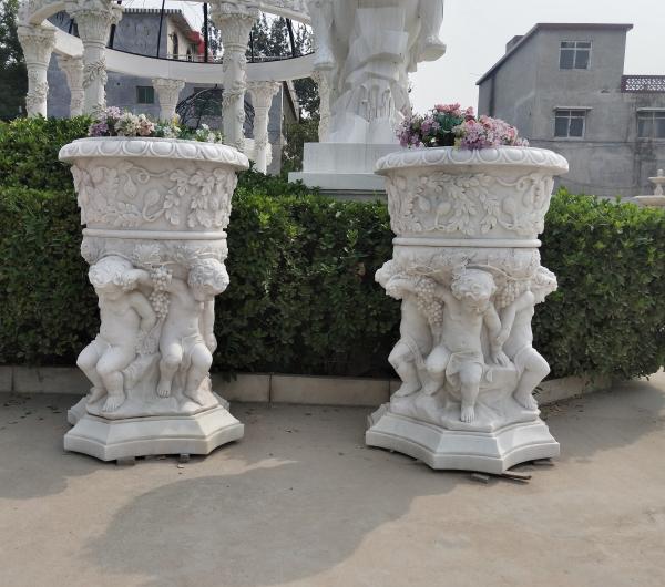 Stone carved Marble planter carved flowerpot sculpture,garden stone garden